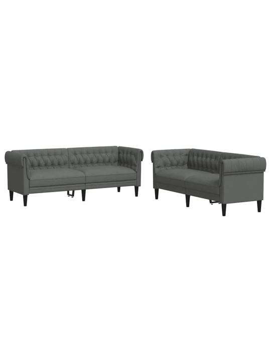 Dīvānu komplekts 2 pcs tumši pelēka audums