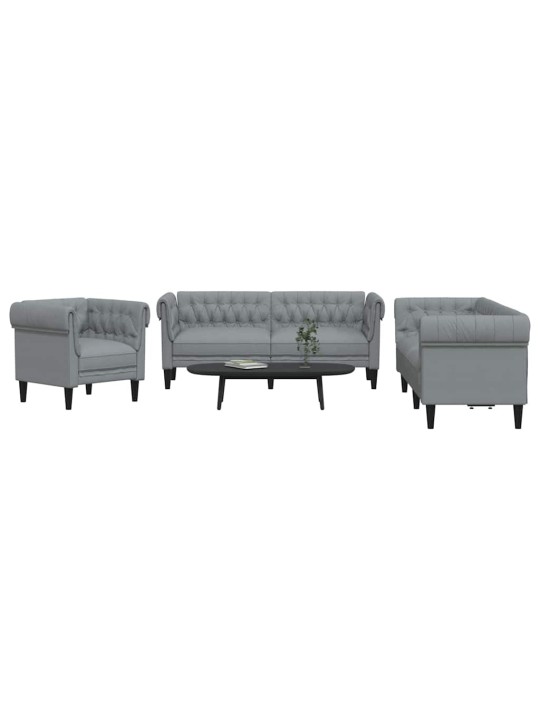 Dīvānu komplekts 3 pcs gaiši pelēka audums