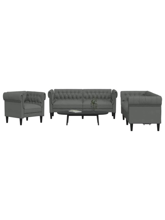 Dīvānu komplekts 3 pcs tumši pelēka audums