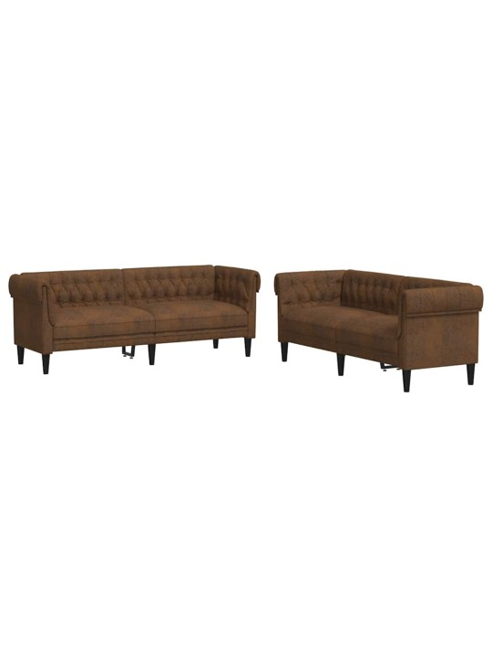 Dīvānu komplekts 2 pcs brūna 201.5 x 74.5 x 74.5 cm audums