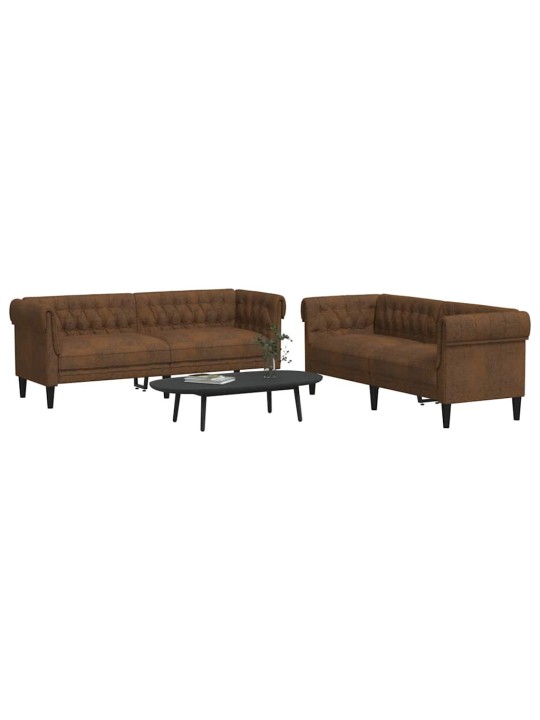Dīvānu komplekts 2 pcs brūna 201.5 x 74.5 x 74.5 cm audums
