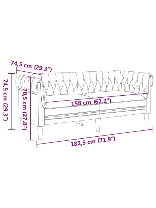 Dīvānu komplekts 2 pcs brūna 201.5 x 74.5 x 74.5 cm audums
