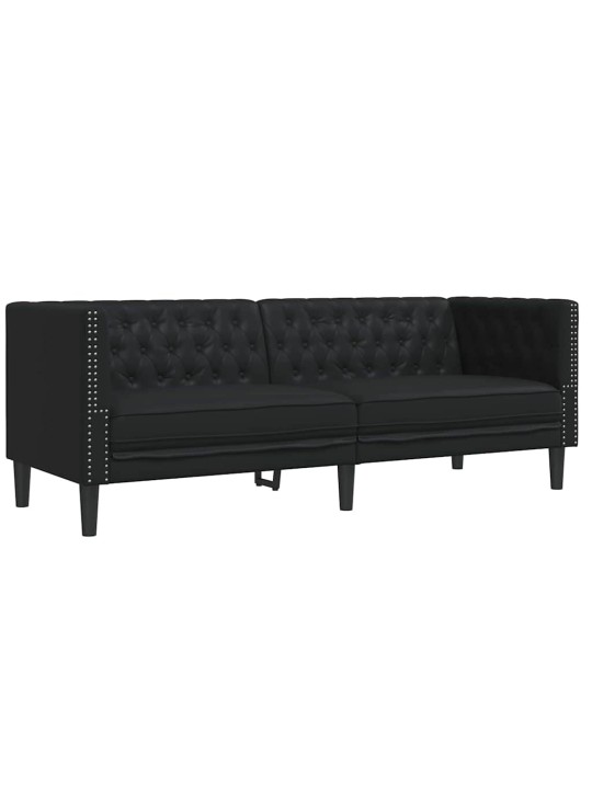 Dīvānu komplekts 2 pcs melna 194 x 74.5 x 70.5 cm mākslīgā āda