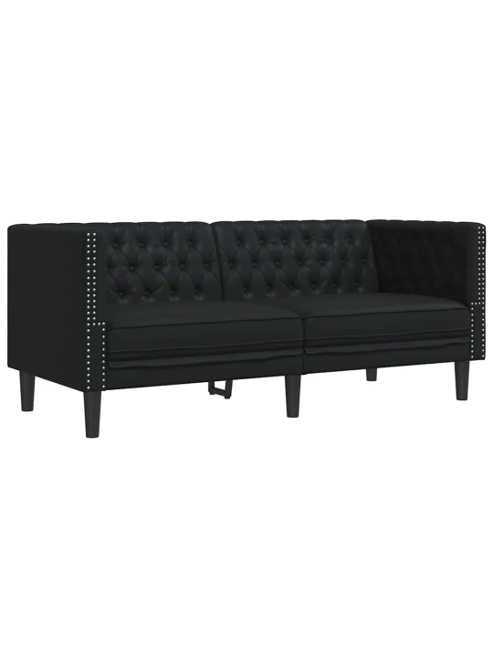 Dīvānu komplekts 2 pcs melna 194 x 74.5 x 70.5 cm mākslīgā āda