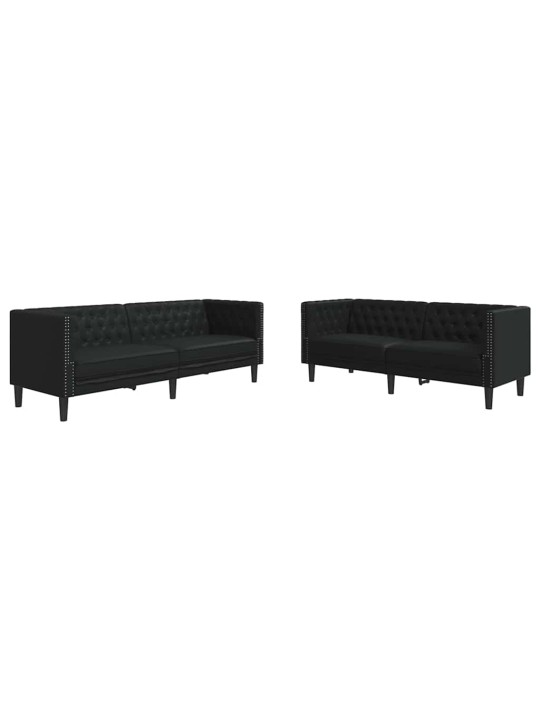Dīvānu komplekts 2 pcs melna 194 x 74.5 x 70.5 cm mākslīgā āda