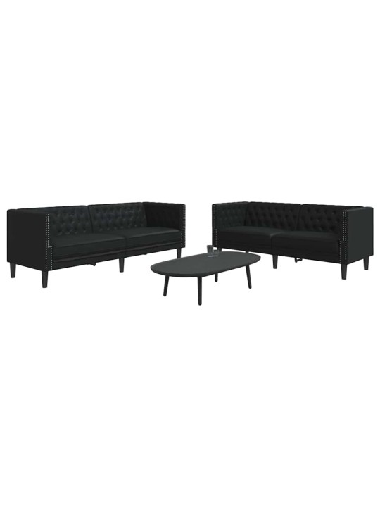 Dīvānu komplekts 2 pcs melna 194 x 74.5 x 70.5 cm mākslīgā āda