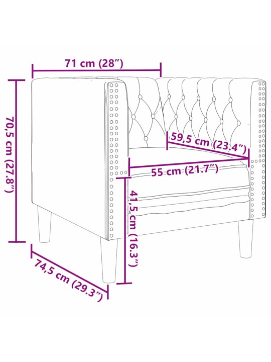 Dīvānu komplekts 3 pcs melna 194 x 74.5 x 70.5 cm mākslīgā āda