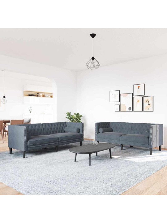 Dīvānu komplekts 2 pcs tumši pelēka samts
