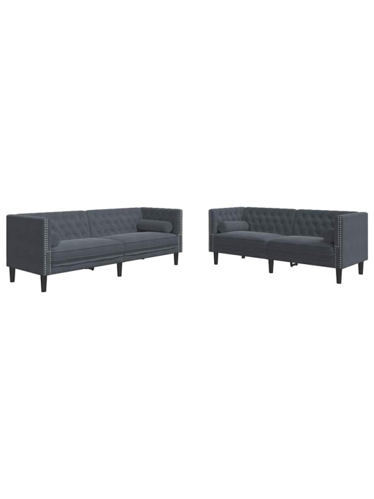 Dīvānu komplekts 2 pcs tumši pelēka samts