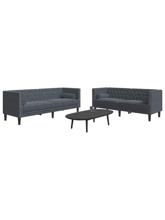 Dīvānu komplekts 2 pcs tumši pelēka samts
