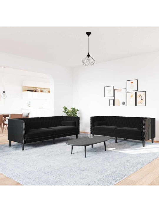 Dīvānu komplekts 2 pcs melna samts