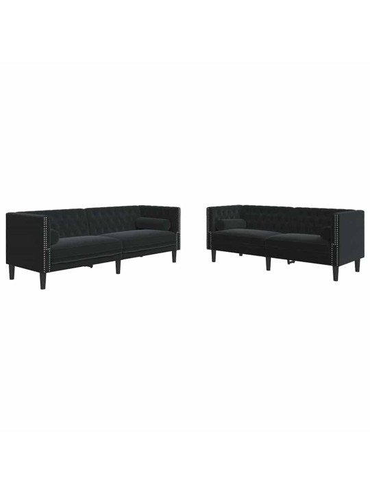 Dīvānu komplekts 2 pcs melna samts