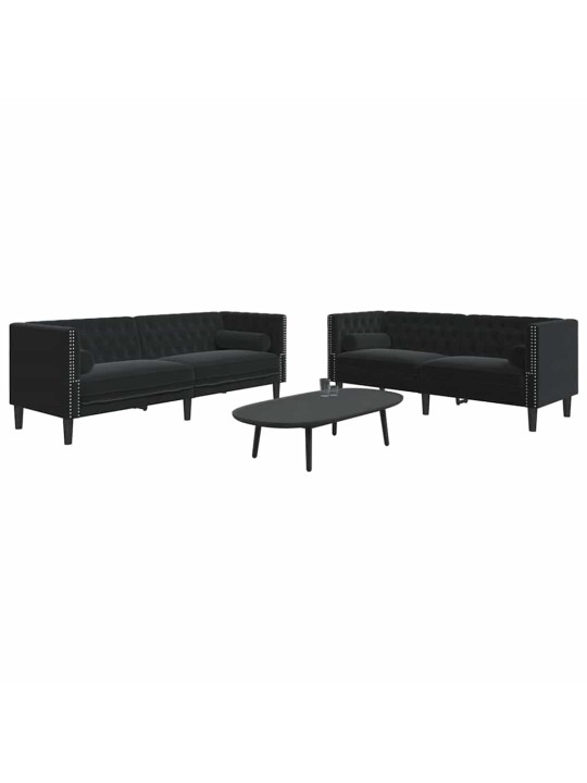 Dīvānu komplekts 2 pcs melna samts