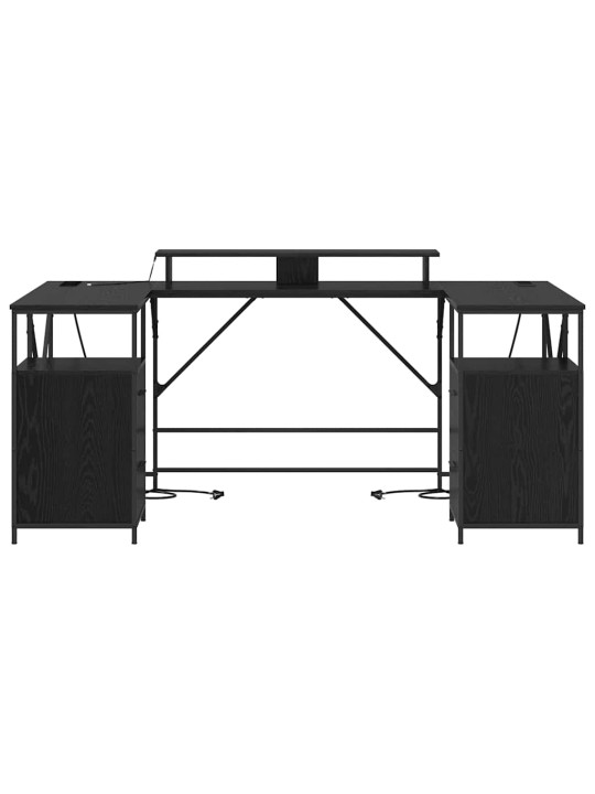 Galds melns ozols 182 x 101 x 87.5 cm inženierijas koks