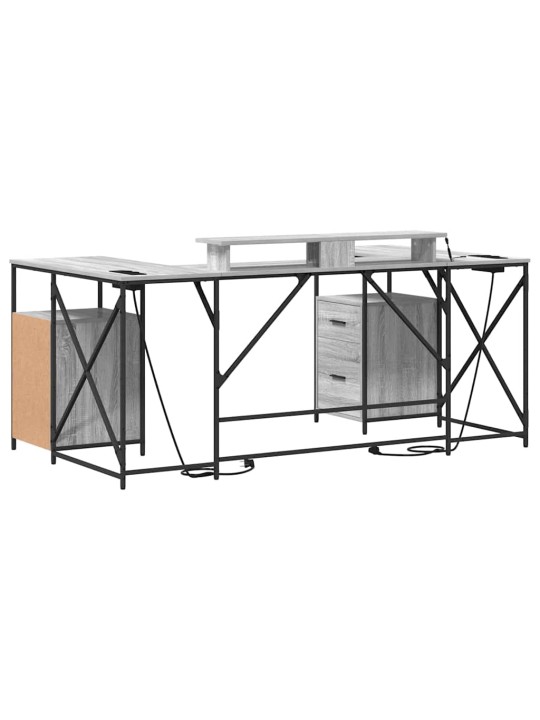 Galds ar atvilktni pelēka sonomas ozola 182 x 101 x 87.5 cm