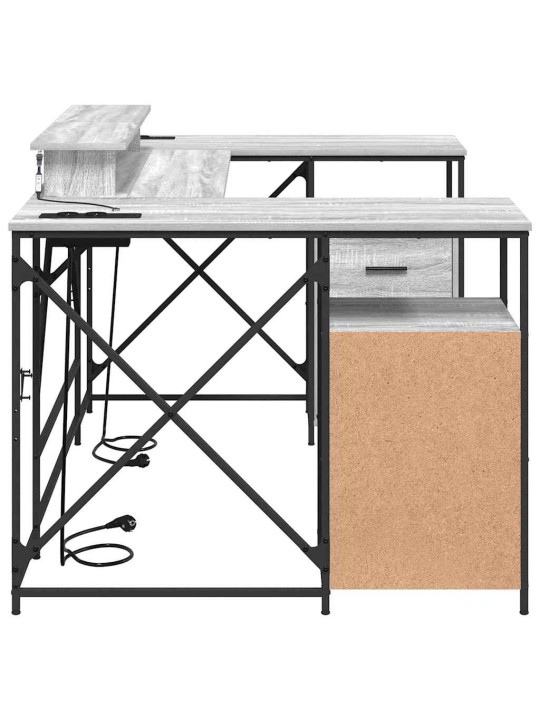 Galds ar atvilktni pelēka sonomas ozola 182 x 101 x 87.5 cm