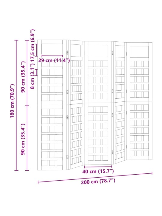 Āra privātuma ekrāns saliekams manuāls 5 pcs brūna 200 x 180 cm