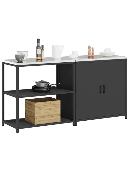 Virtuves glabāšanas komplekts 2 pcs melna 180 x 50 x 92 cm