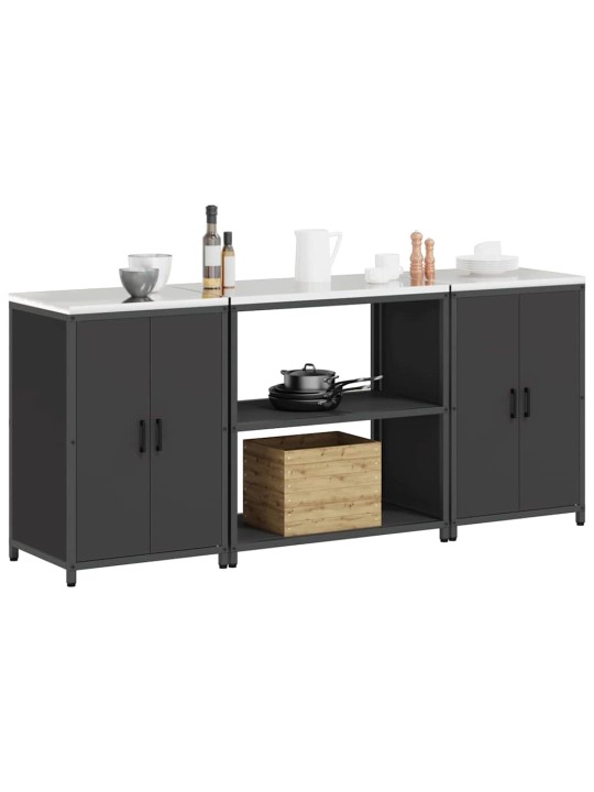 Virtuves glabāšanas komplekts 3 pcs melna 210 x 50 x 92 cm