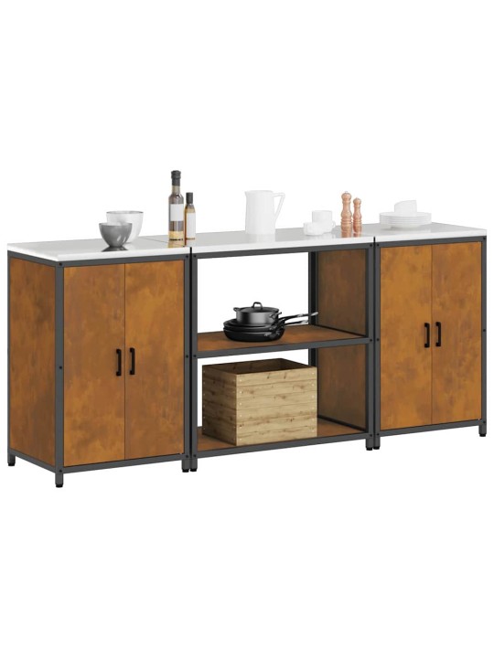 Virtuves glabāšanas komplekts 3 pcs rūsa 210 x 50 x 92 cm