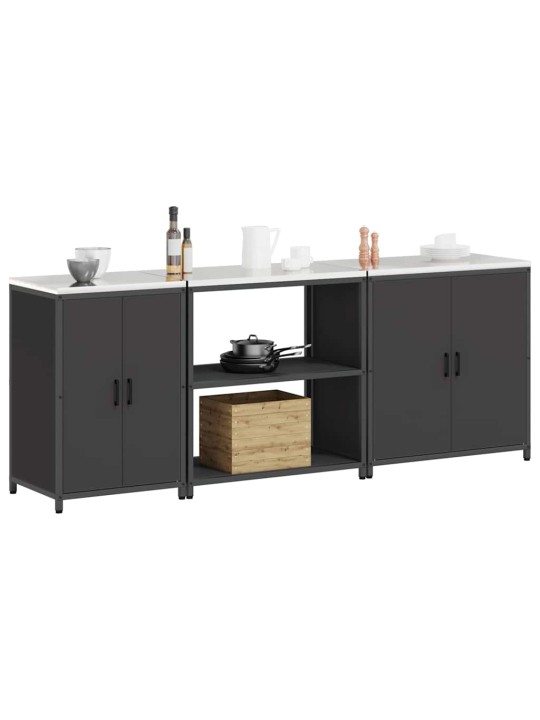Virtuves glabāšanas komplekts 3 pcs melna 240 x 50 x 92 cm