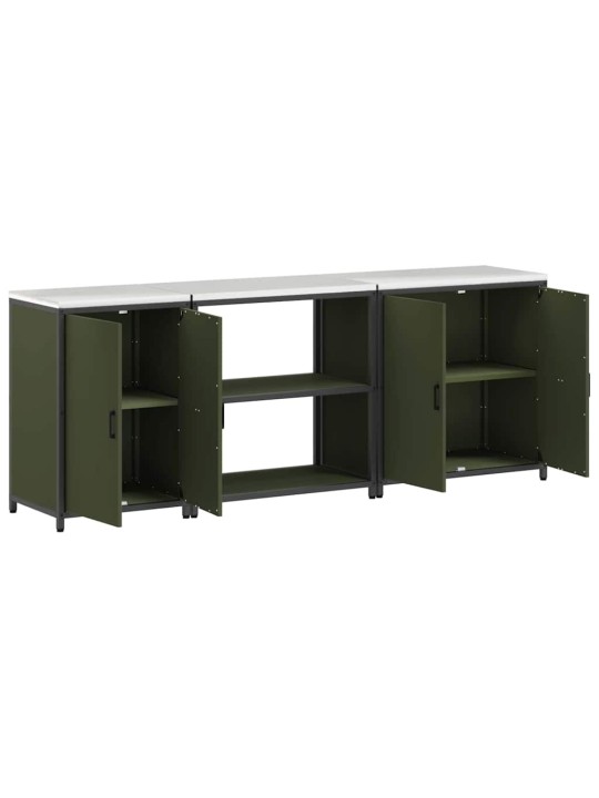 Virtuves glabāšanas komplekts 3 pcs olīvu zaļš 240 x 50 x 92 cm