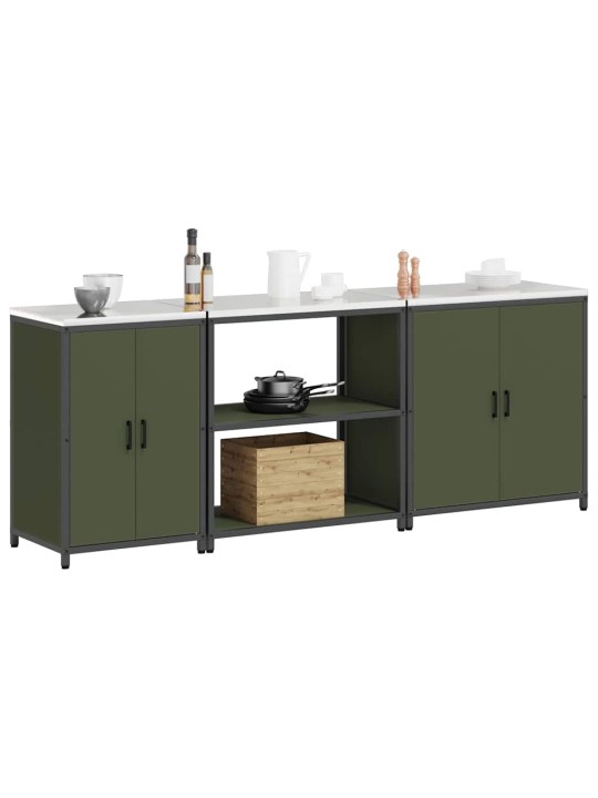 Virtuves glabāšanas komplekts 3 pcs olīvu zaļš 240 x 50 x 92 cm
