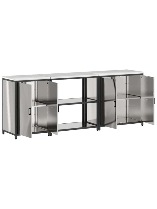 Virtuves glabāšanas komplekts 3 pcs sudrabs 240 x 50 x 92 cm