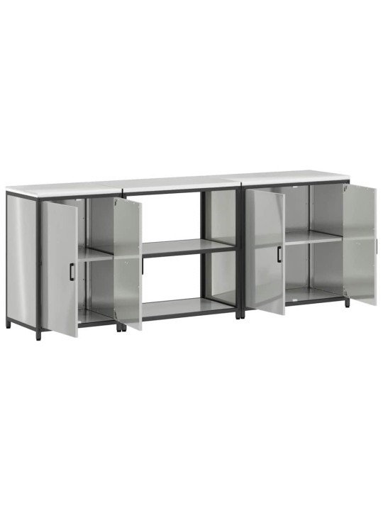 Virtuves glabāšanas komplekts 3 pcs sudrabs 240 x 50 x 92 cm