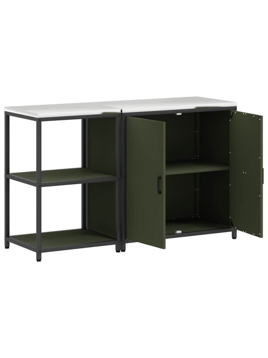 Virtuves glabāšanas komplekts 2 pcs olīvu zaļš 150 x 50 x 92 cm