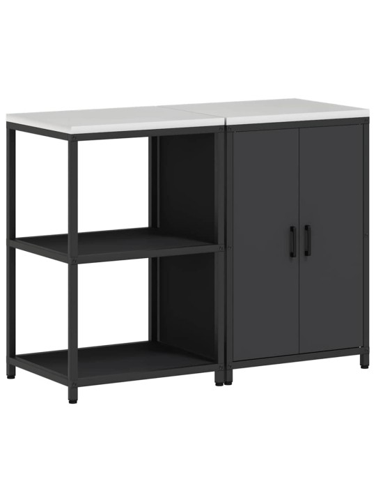 Virtuves glabāšanas komplekts 2 pcs melna 120 x 50 x 92 cm