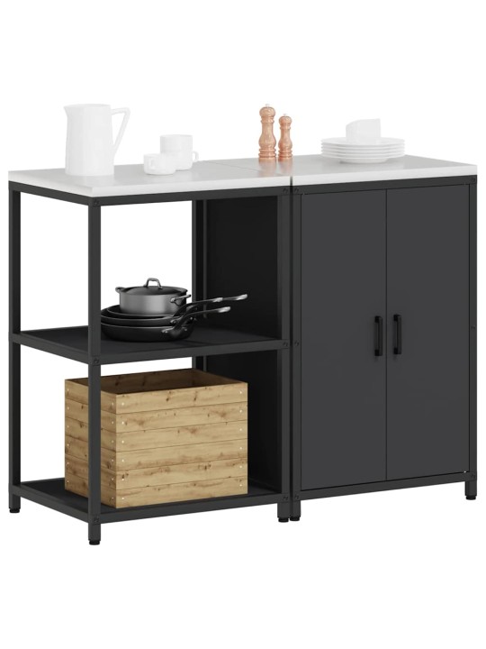 Virtuves glabāšanas komplekts 2 pcs melna 120 x 50 x 92 cm