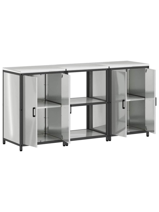 Virtuves glabāšanas komplekts 3 pcs sudrabs 180 x 50 x 92 cm