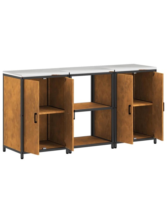 Virtuves glabāšanas komplekts 3 pcs rūsa 180 x 50 x 92 cm