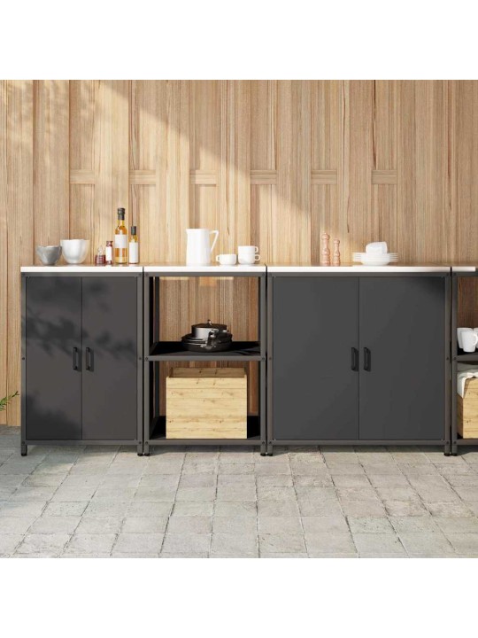 Virtuves glabāšanas komplekts 3 pcs melna 210 x 50 x 92 cm