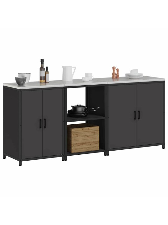 Virtuves glabāšanas komplekts 3 pcs melna 210 x 50 x 92 cm