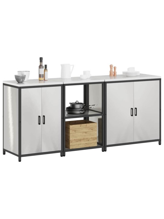Virtuves glabāšanas komplekts 3 pcs sudrabs 210 x 50 x 92 cm
