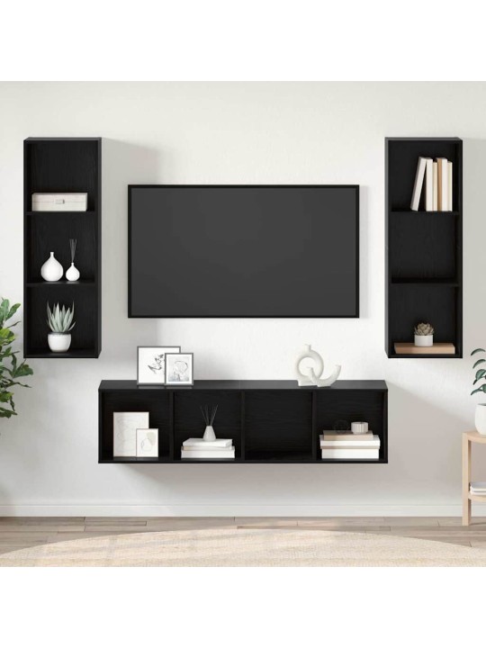Tv skapju komplekts 3 pcs melns ozols 37 x 37 x 142.5 cm