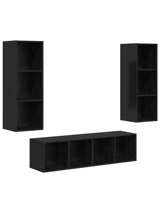 Tv skapju komplekts 3 pcs melns ozols 37 x 37 x 142.5 cm