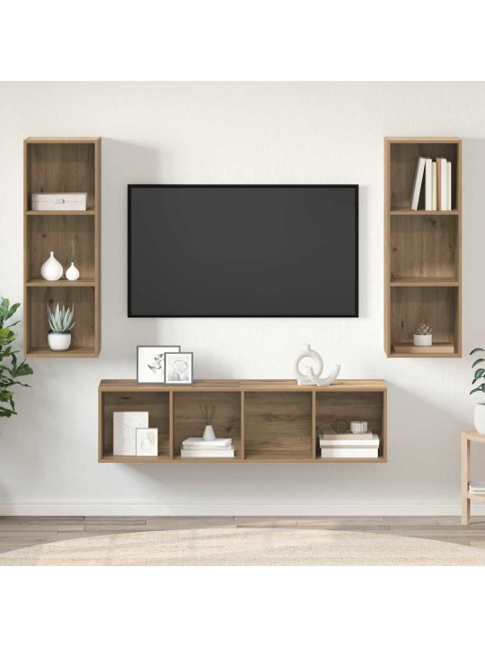 Tv skapju komplekts 3 pcs amatnieku ozola 37 x 37 x 142.5 cm