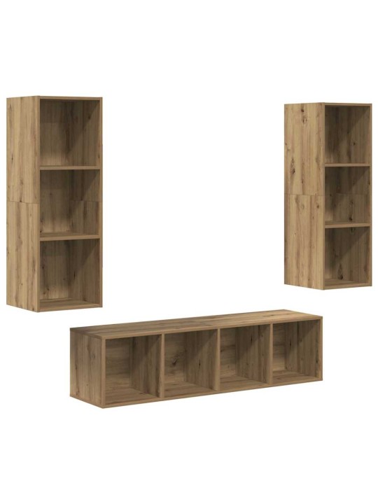 Tv skapju komplekts 3 pcs amatnieku ozola 37 x 37 x 142.5 cm