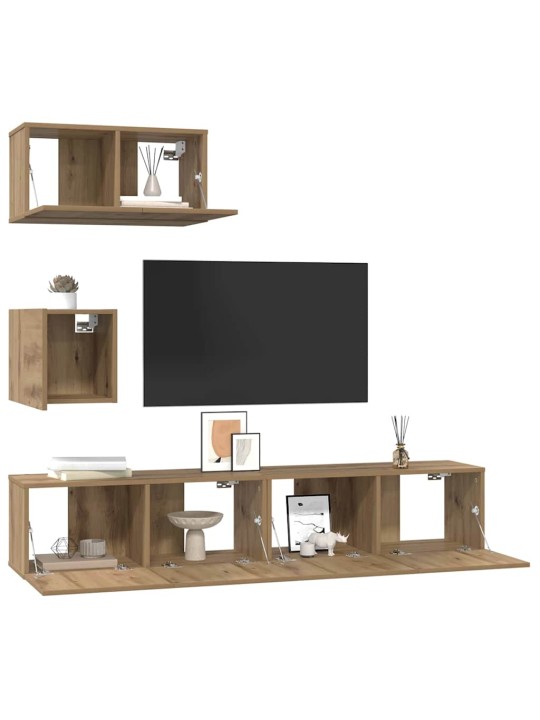 Tv skapju komplekts 4 pcs amatnieku ozola 80 x 30 x 30 cm
