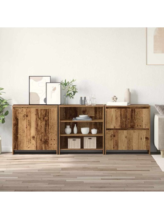 Sānu skapji 3 pcs vecs koks 70 x 41 x 75 cm inženierijas koks