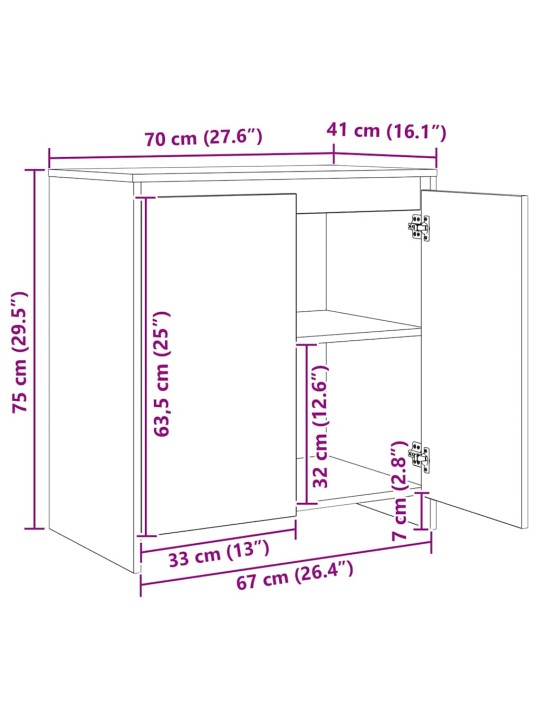 Sānu skapji 3 pcs vecs koks 70 x 41 x 75 cm inženierijas koks