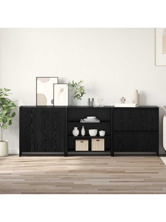 Puse 3 pcs melns ozols 70 x 41 x 75 cm inženierijas koks