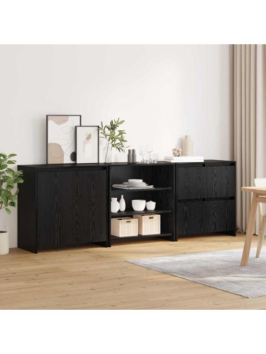 Puse 3 pcs melns ozols 70 x 41 x 75 cm inženierijas koks