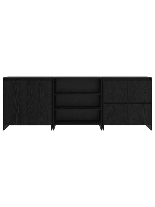 Puse 3 pcs melns ozols 70 x 41 x 75 cm inženierijas koks