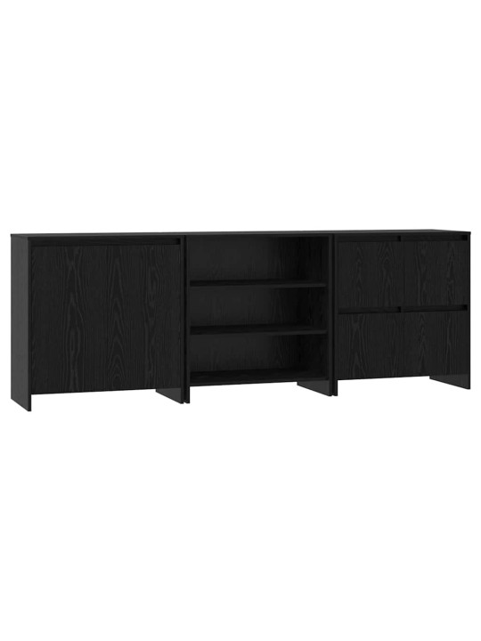 Puse 3 pcs melns ozols 70 x 41 x 75 cm inženierijas koks
