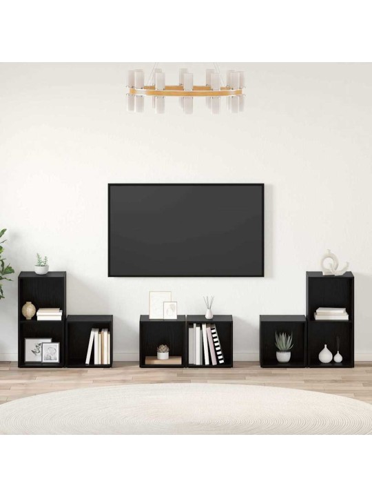 Tv skapju komplekts 6 pcs melns ozolkoks 37 x 35 x 72 cm