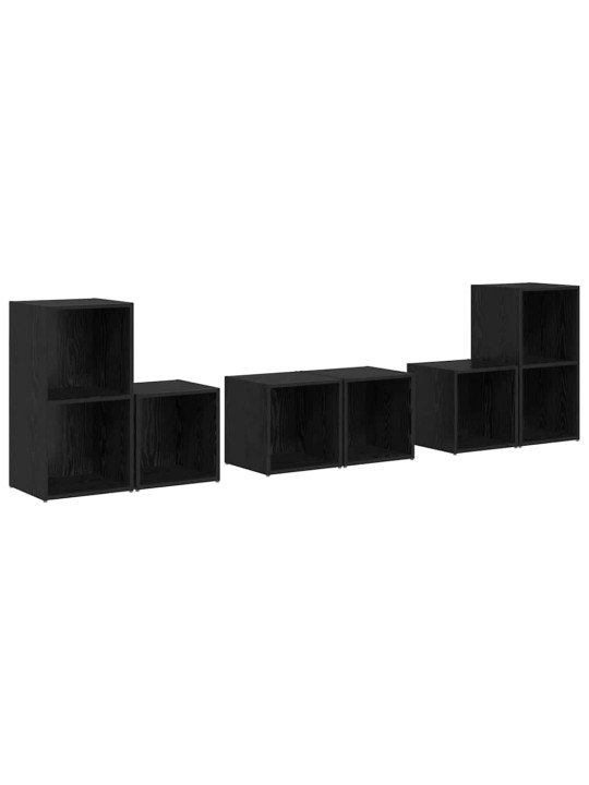 Tv skapju komplekts 6 pcs melns ozolkoks 37 x 35 x 72 cm